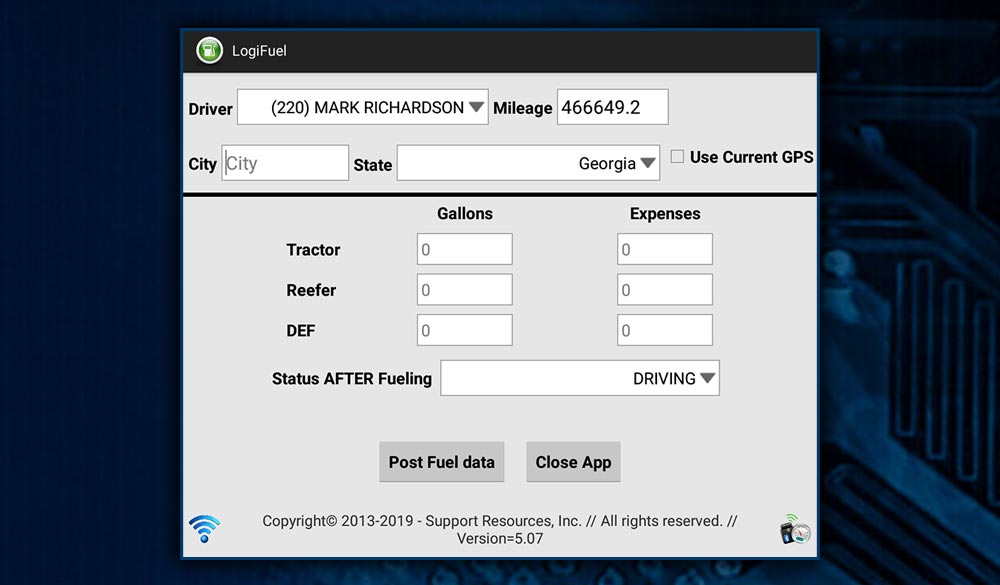 ELD fuel log